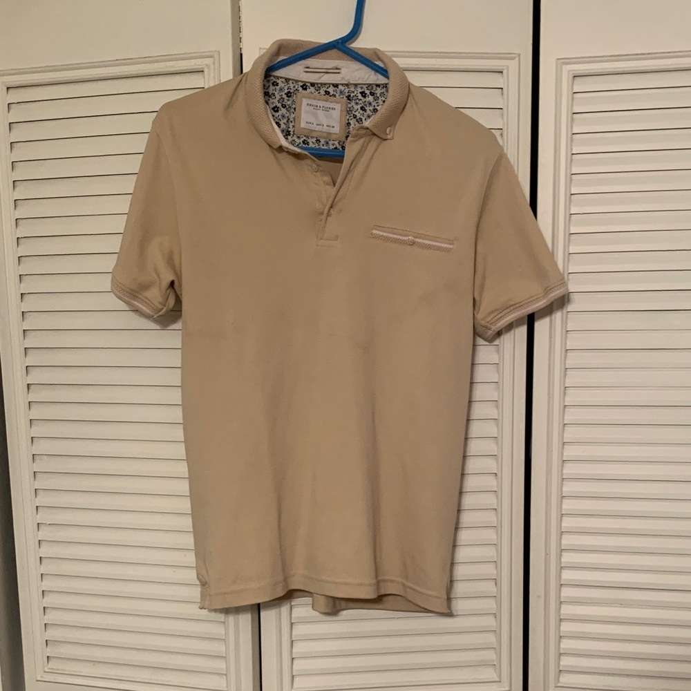 Denim & Flower Beige Polo Shirt